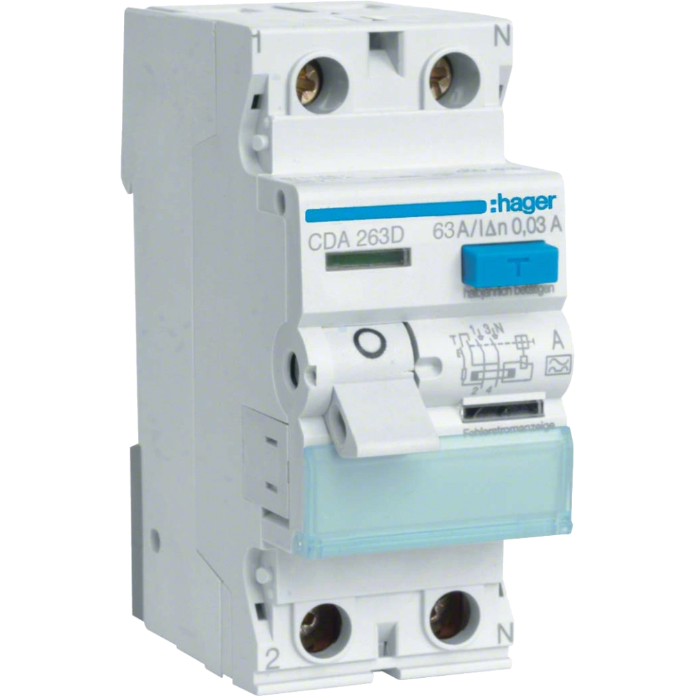 Диференціальне реле 2P, 6kA, 63A, 30mA, A